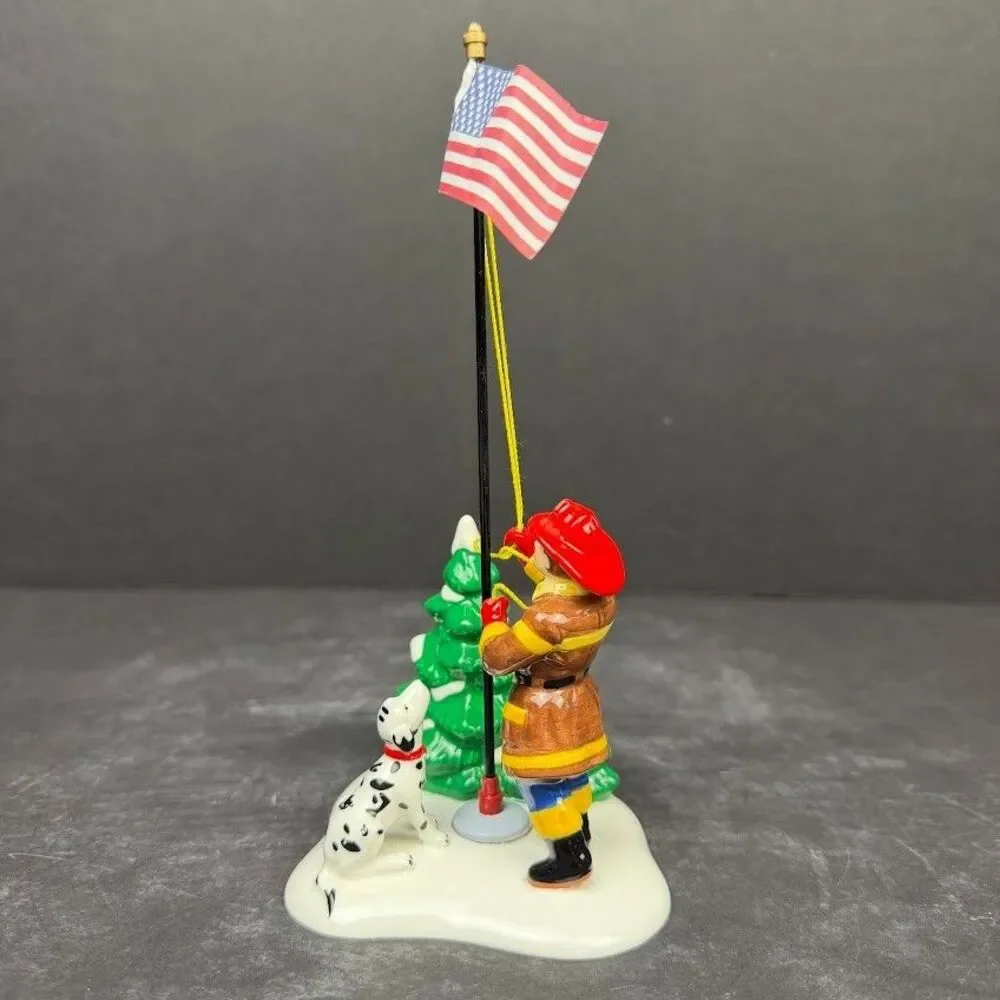 Department 56 Original Snow Village Fireman Raising the Flag 55154